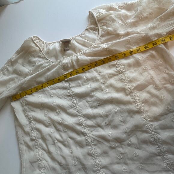 Knox Rose Cream Embroidered Peasant Top Womens Large Boho Bell Sleeve Romantic - Picture 6 of 7